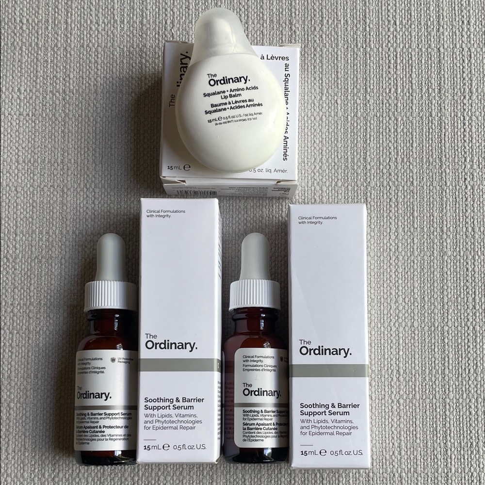 The Ordinary soothing barrier support Serum & Lip Balm bundle